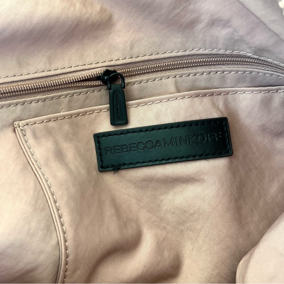 REBECCA MINKOFF Blush Pink Washed Nylon Leather Handles Large Shoulder Bag Tote - Picture 10 of 15